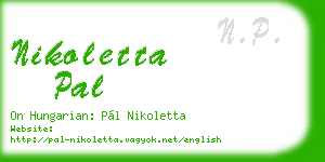 nikoletta pal business card